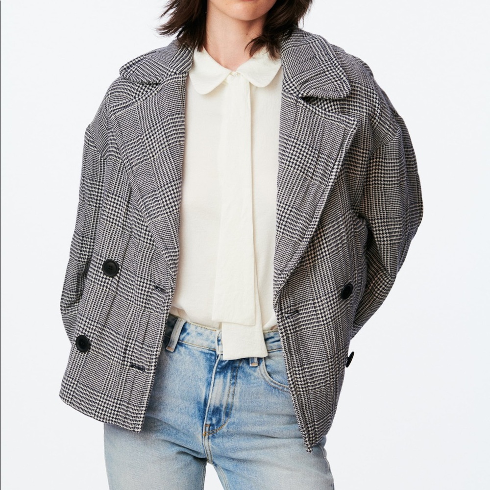 ZARA QUILTED CHECKERED LONG SLEEVE JACKET - Picture 3 of 12